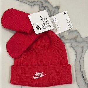 Nike Pink Beanie and Gloves Set